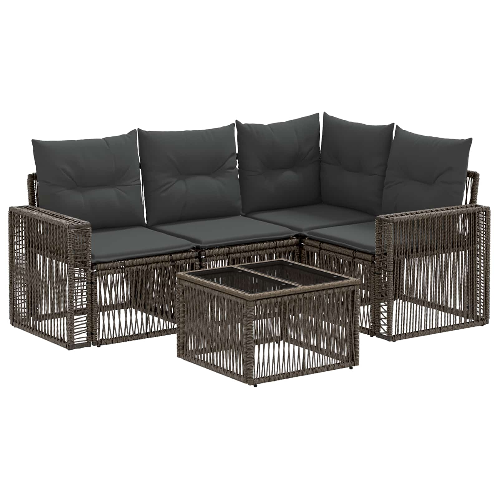Conjunto de sofás de jardim 5 pcs Bege e branco-creme