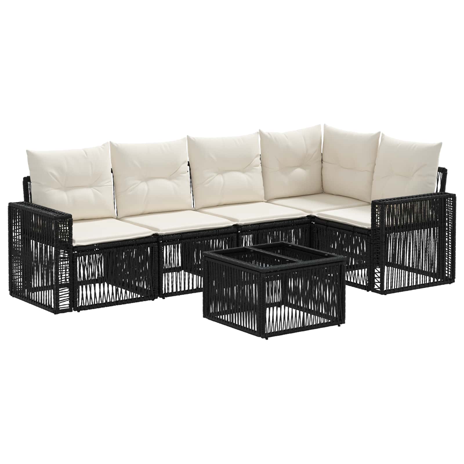 Conjunto de sofás de jardim 6 pcs Bege e branco-creme