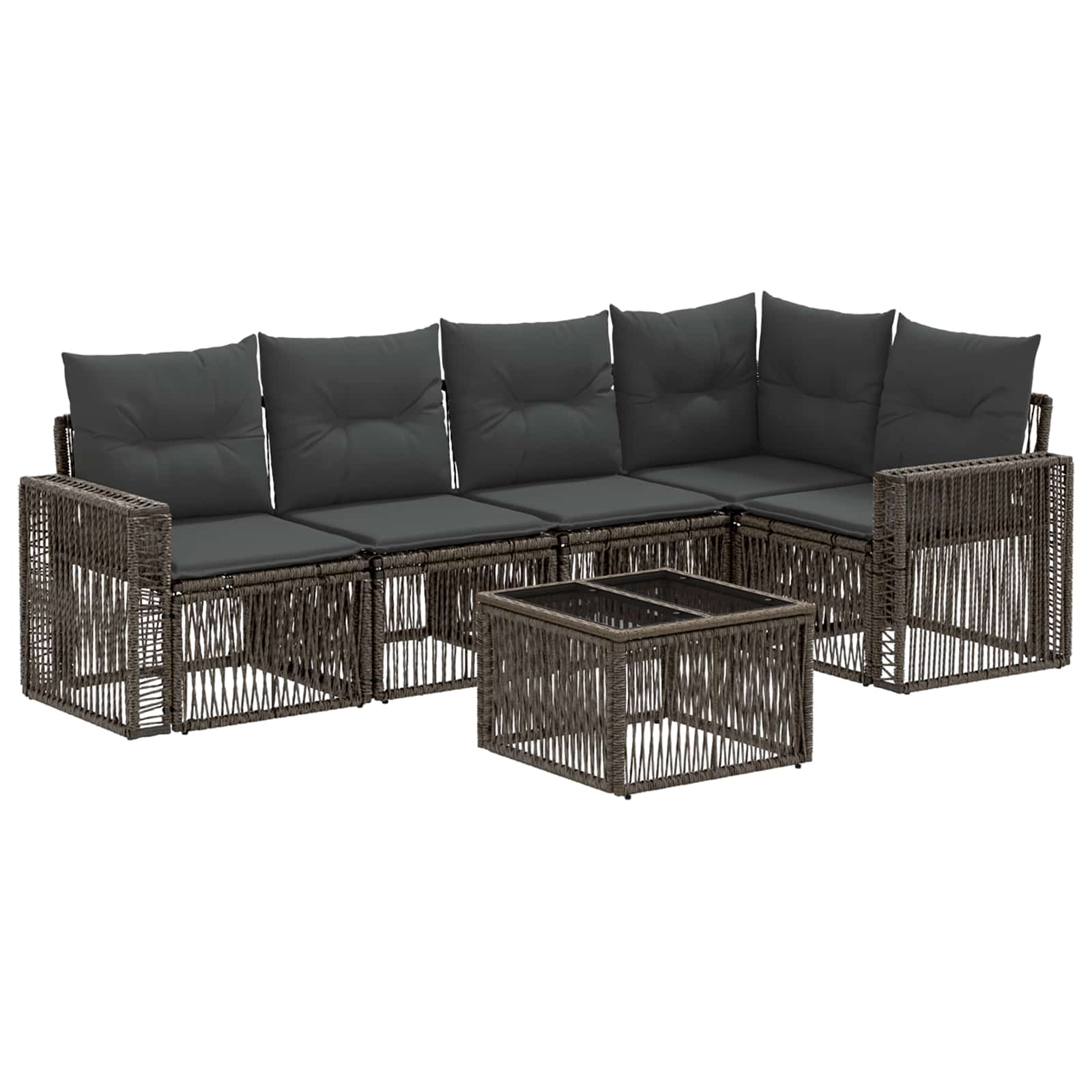 Conjunto de sofás de jardim 6 pcs Bege e branco-creme