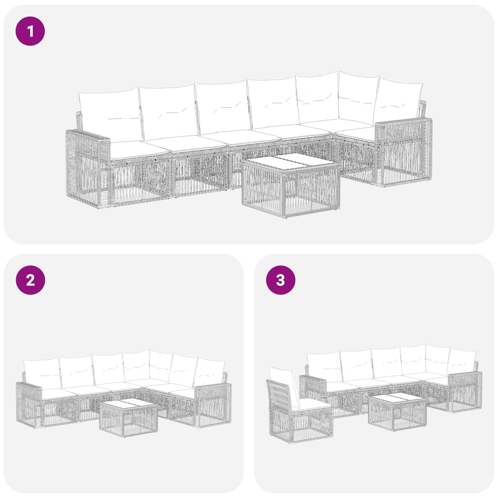 7-piece garden sofa set Beige and cream white