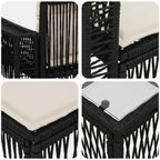 Conjunto de sofás de jardín 8 pcs Negro y Blanco Crema