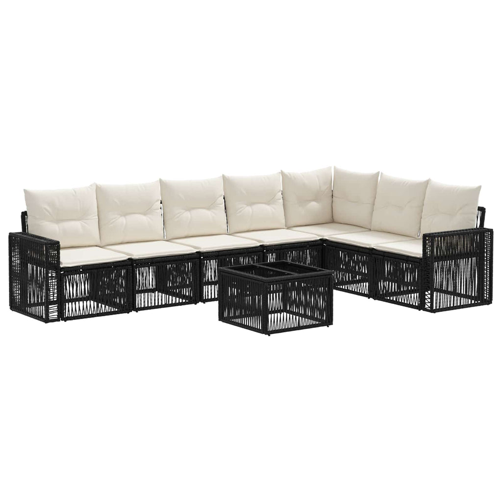 Conjunto de sofás de jardín 8 pcs Negro y Blanco Crema