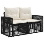 Conjunto de sofás de jardín 8 pcs Negro y Blanco Crema
