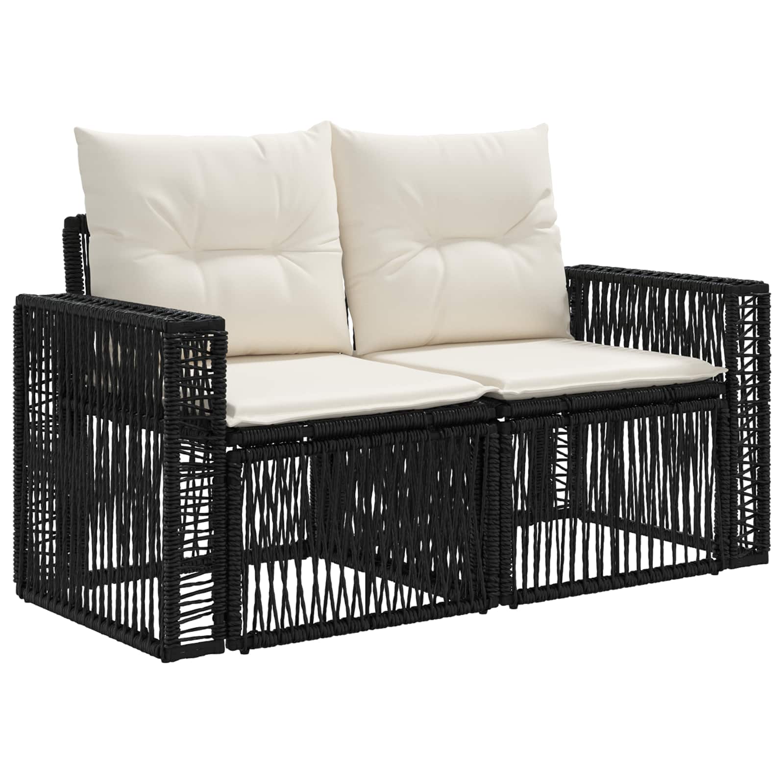 Conjunto de sofás de jardín 8 pcs Negro y Blanco Crema