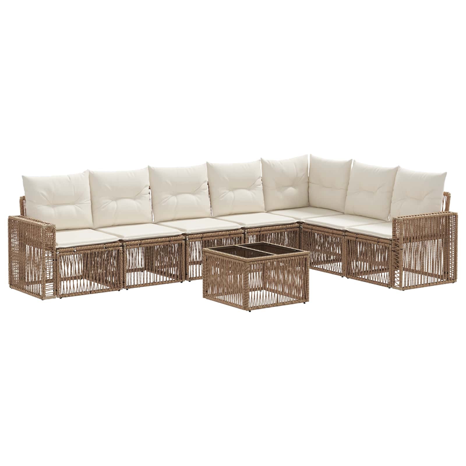 Conjunto de sofás de jardín 8 pcs Beige y blanco crema