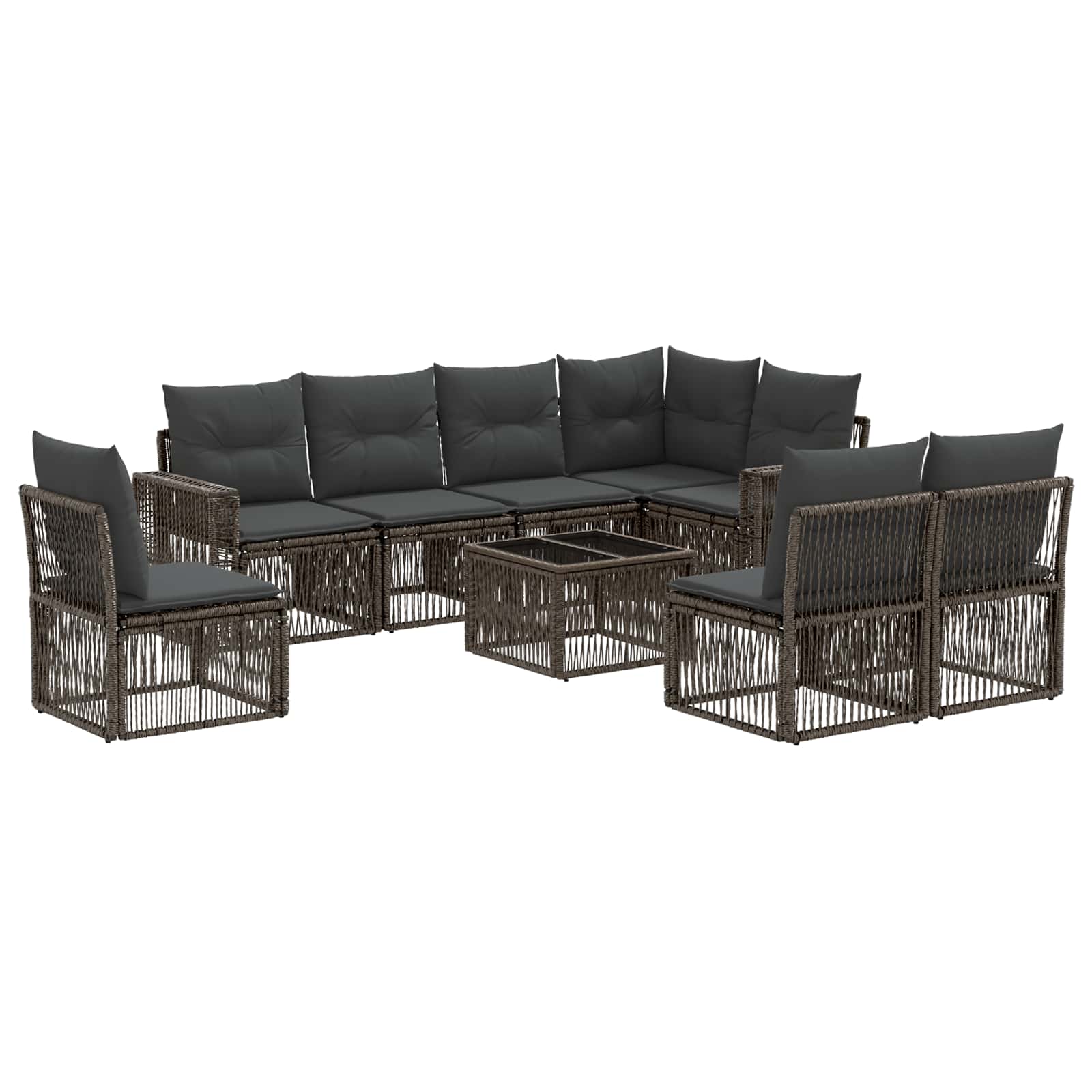 Conjunto de sofás de jardín 9 pcs Beige y blanco crema
