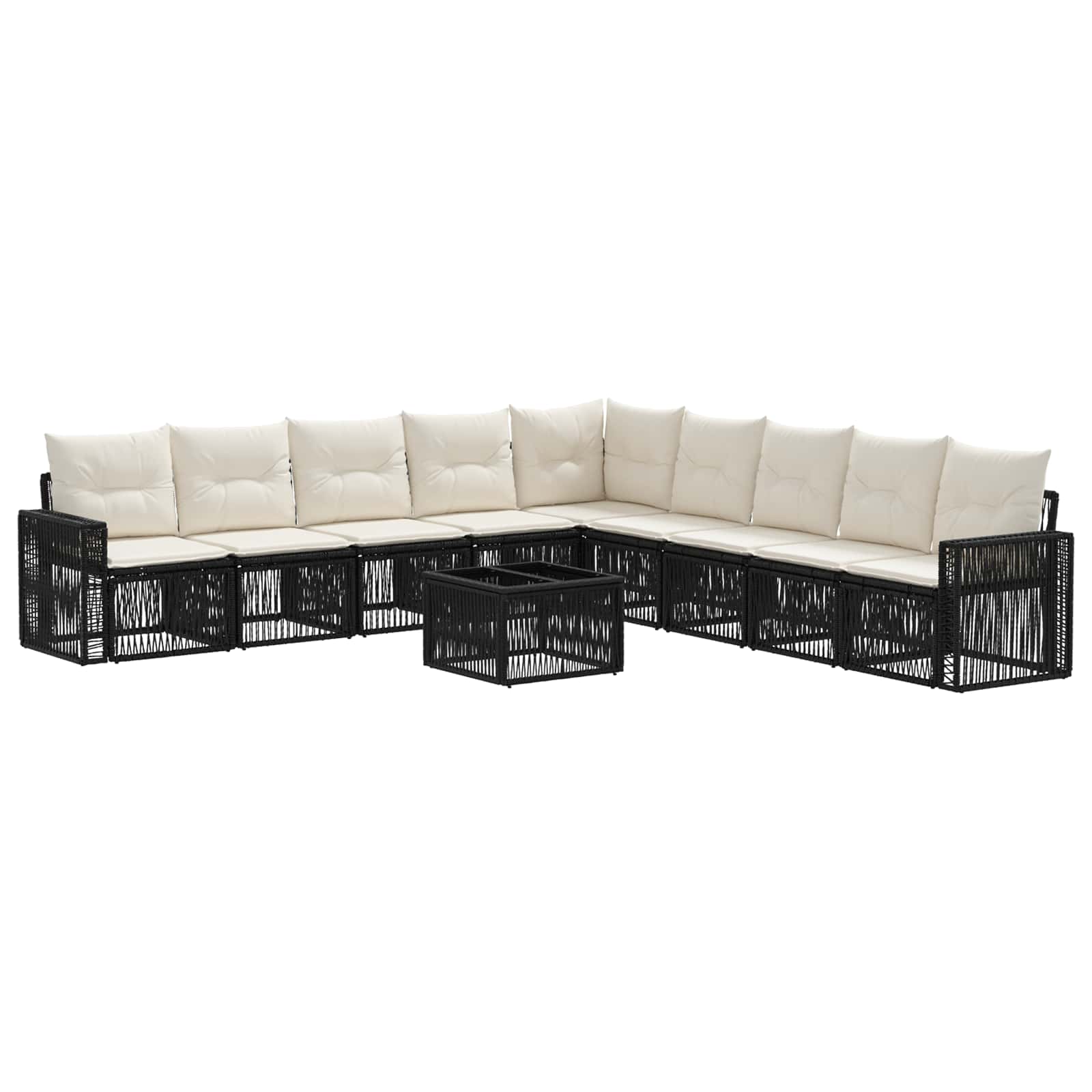 Conjunto de sofás de jardim 10 pcs Bege e branco-creme