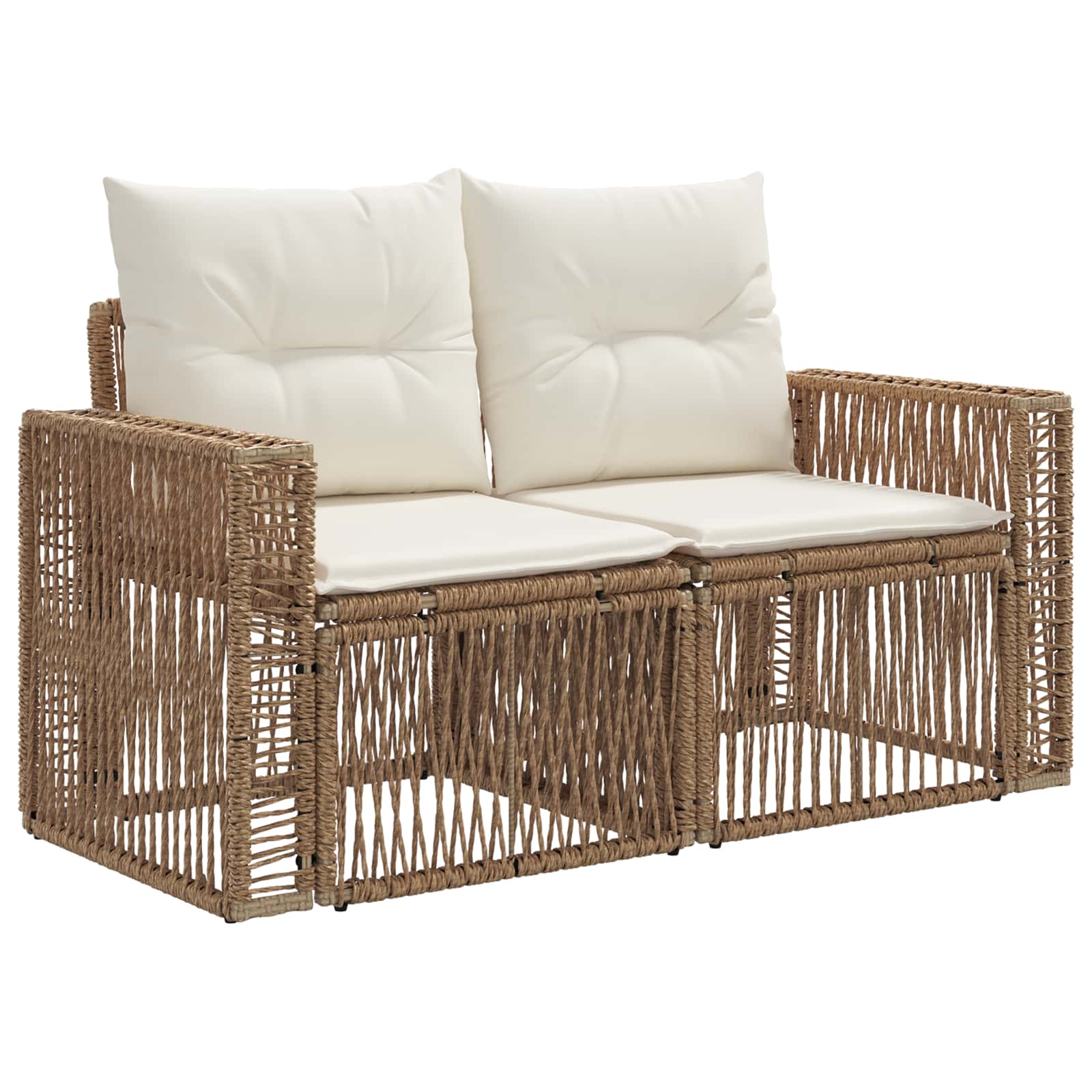 Conjunto de sofás de jardín 10 pcs Beige y blanco crema