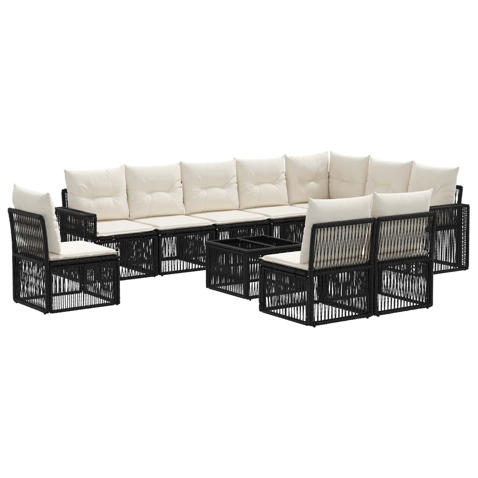 Conjunto de sofás de jardín 11 pcs Beige y blanco crema