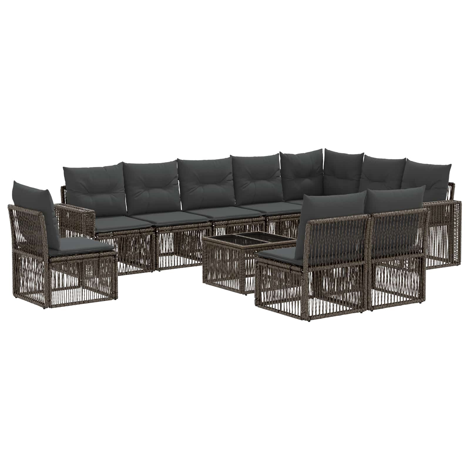 Conjunto de sofás de jardín 11 pcs Beige y blanco crema
