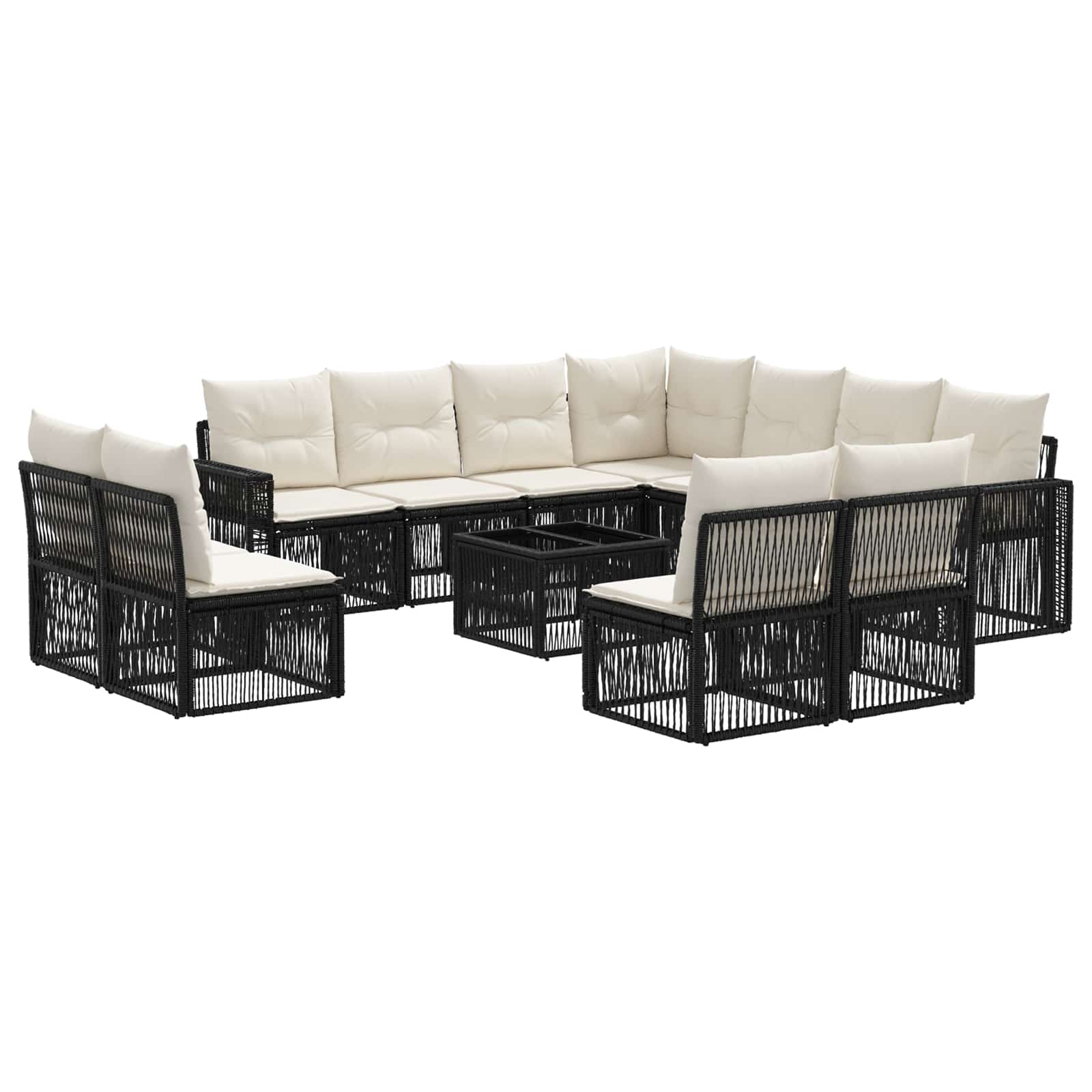 Conjunto de sofás de jardín 12 pcs Beige y blanco crema