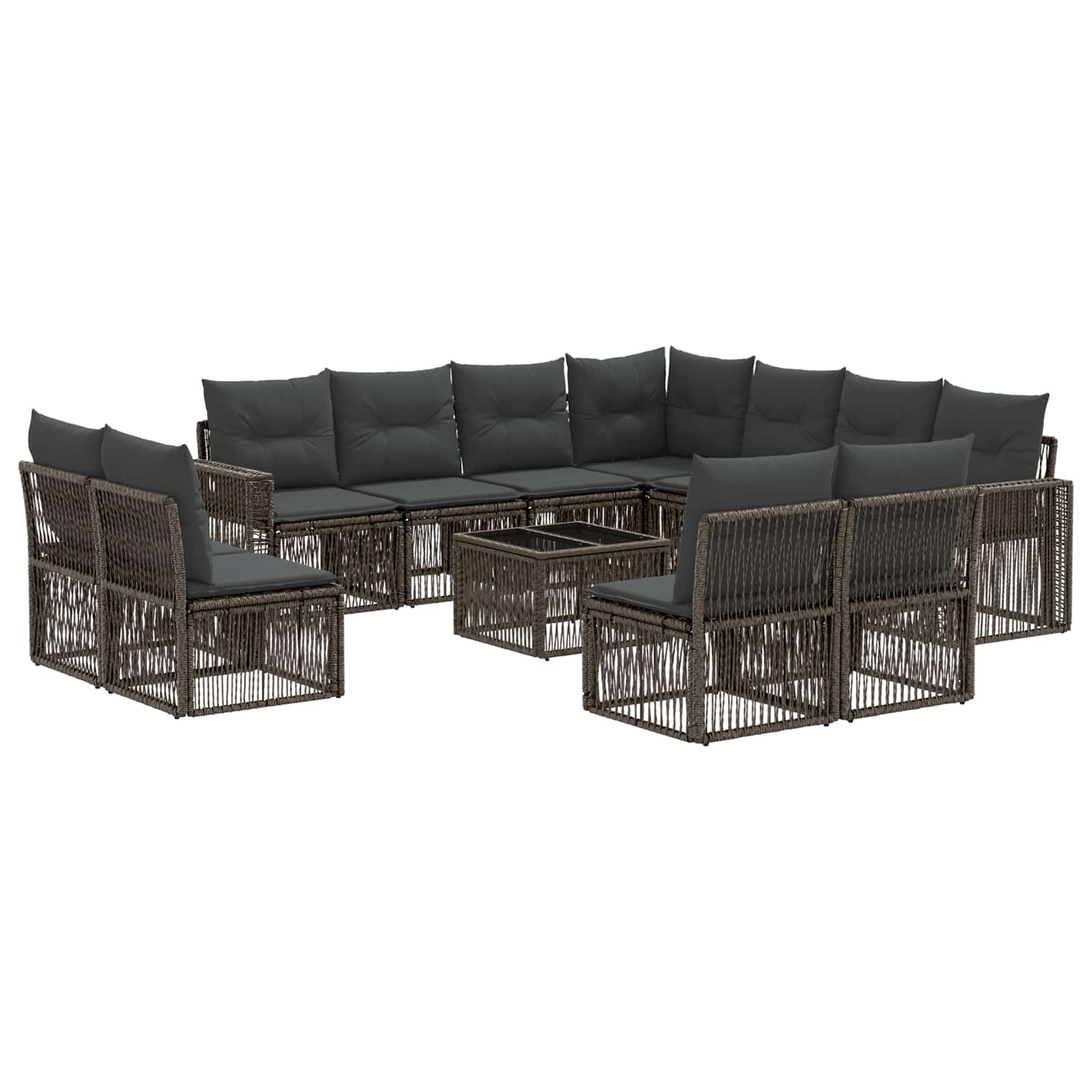 Conjunto de sofás de jardín 12 pcs Beige y blanco crema