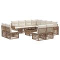 Conjunto de sofás de jardín 12 pcs Beige y blanco crema