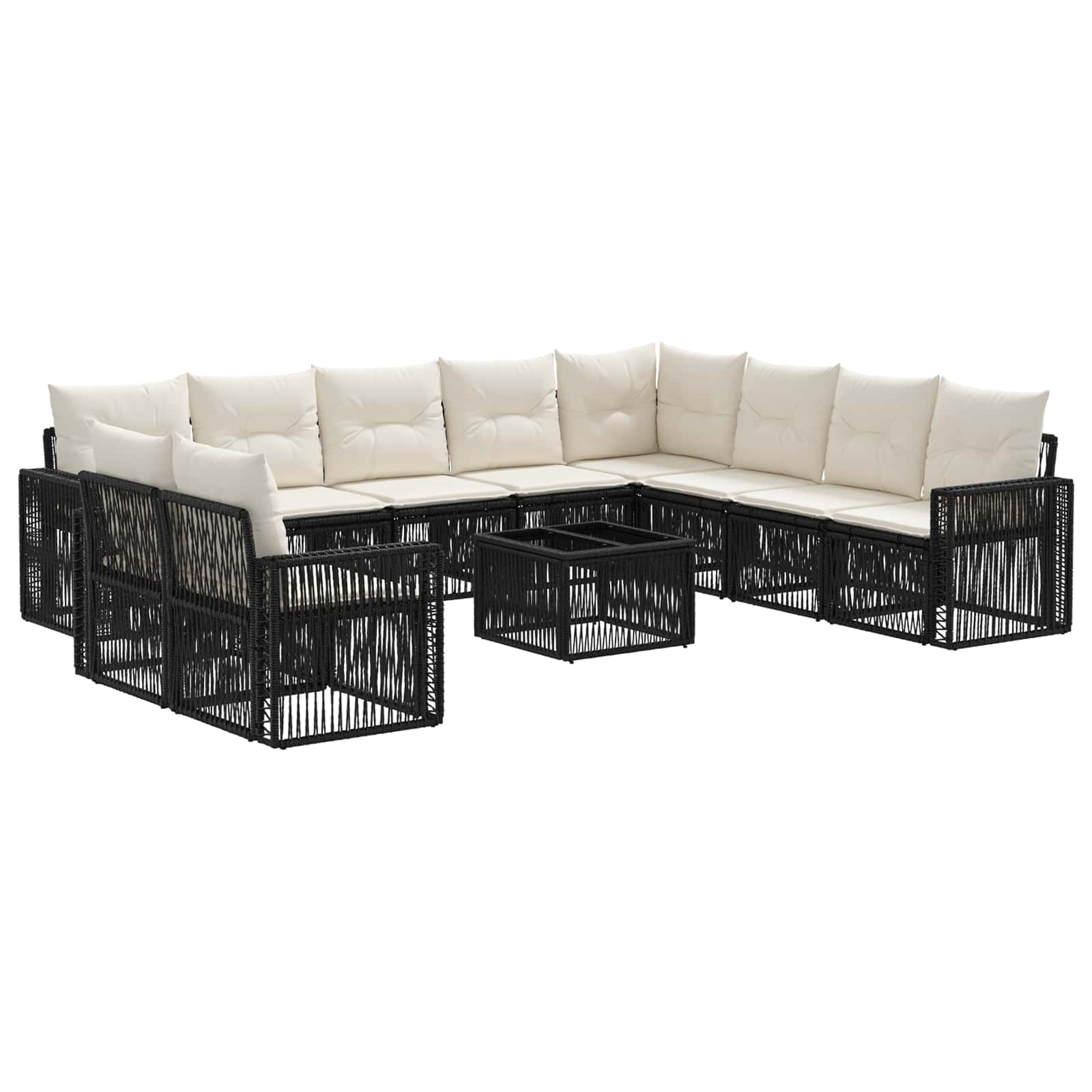 Conjunto de sofás de jardín 11 pcs Beige y blanco crema