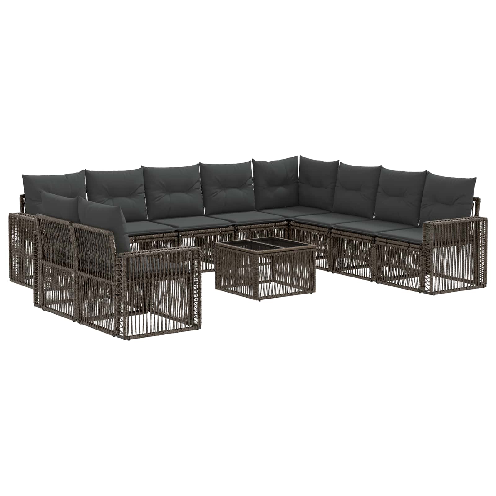 Conjunto de sofás de jardín 11 pcs Beige y blanco crema