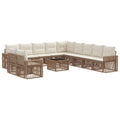 Conjunto de sofás de jardín 12 pcs Beige y blanco crema