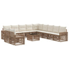 Conjunto de sofás de jardín 12 pcs Beige y blanco crema