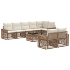 Conjunto de sofás de jardín 9 pcs Beige y blanco crema
