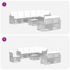 Conjunto de sofás de jardín 9 pcs Beige y blanco crema