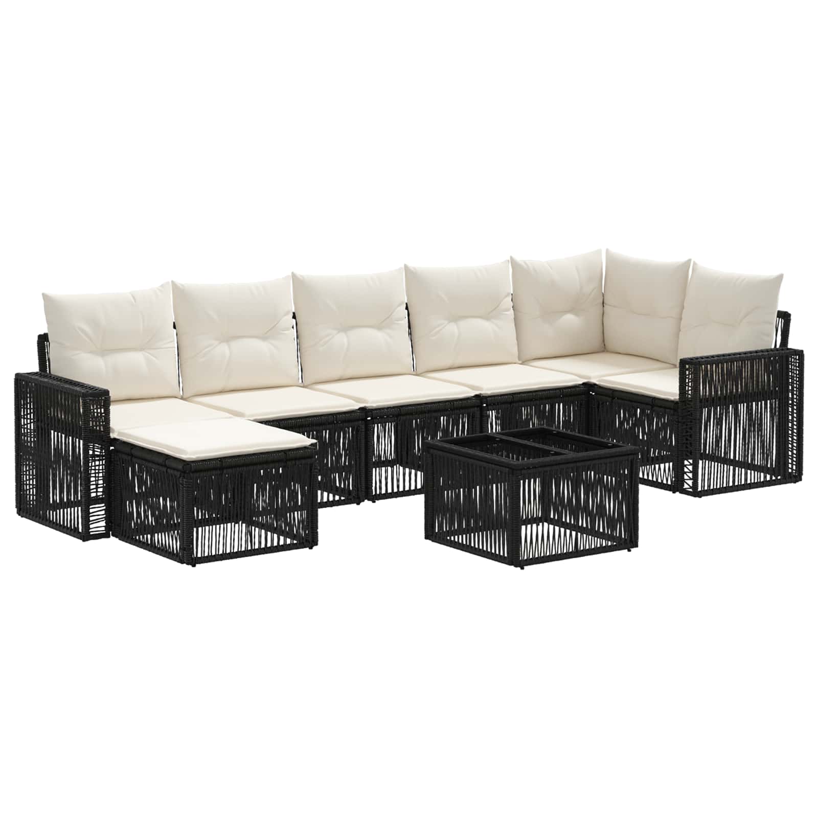 Conjunto de sofás de jardim 8 pçs Bege e branco creme