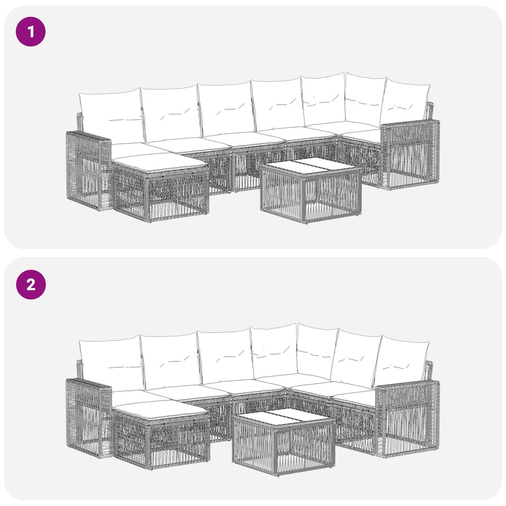 Conjunto de sofás de jardín 8 pcs Beige y blanco crema