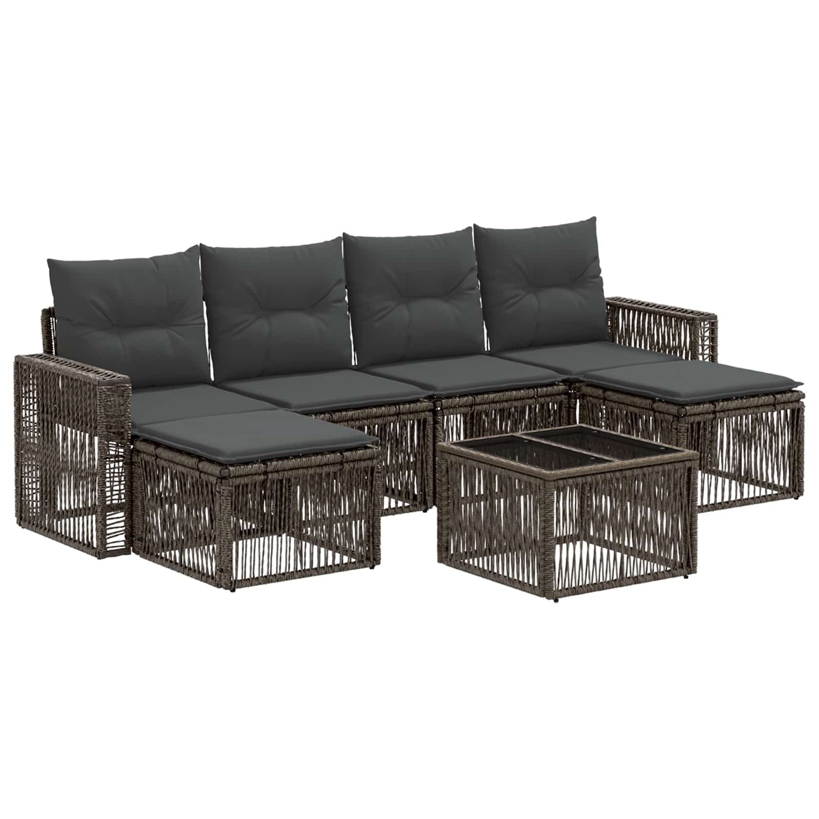 Conjunto de sofás de jardín 7 pcs Beige y blanco crema