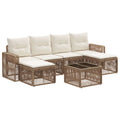 Conjunto de sofás de jardín 7 pcs Beige y blanco crema