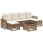 Conjunto de sofás de jardín 7 pcs Beige y blanco crema