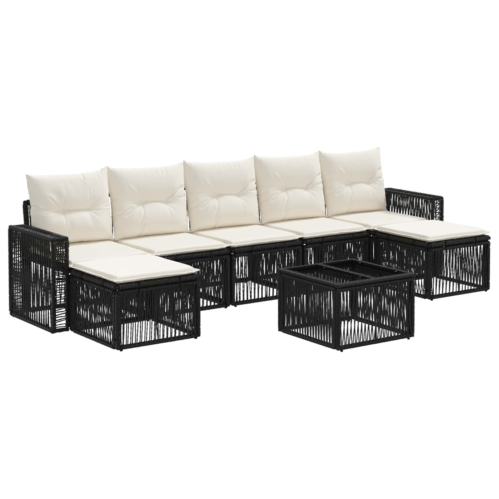 Conjunto de sofás de jardín 8 pcs Beige y blanco crema