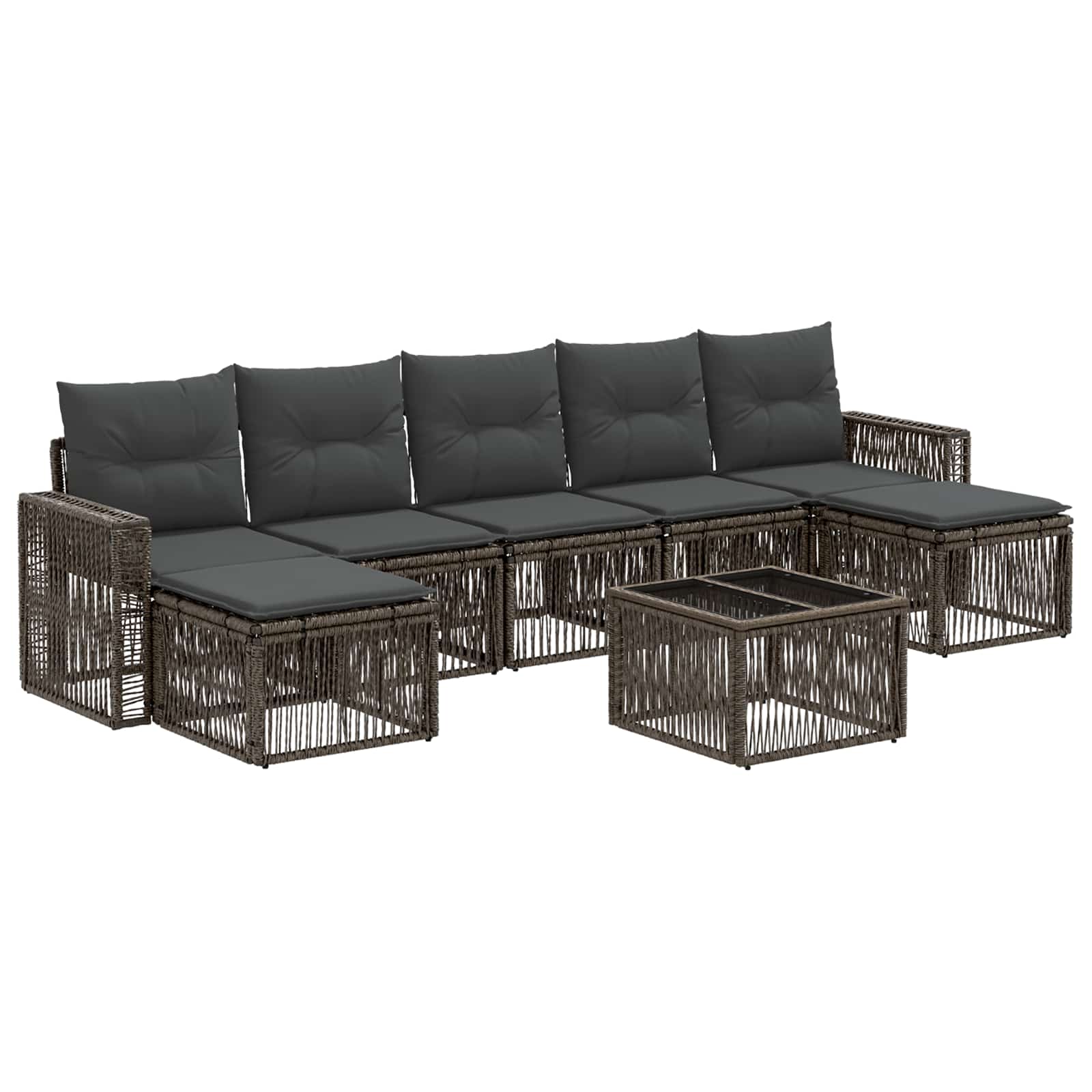 Conjunto de sofás de jardín 8 pcs Beige y blanco crema