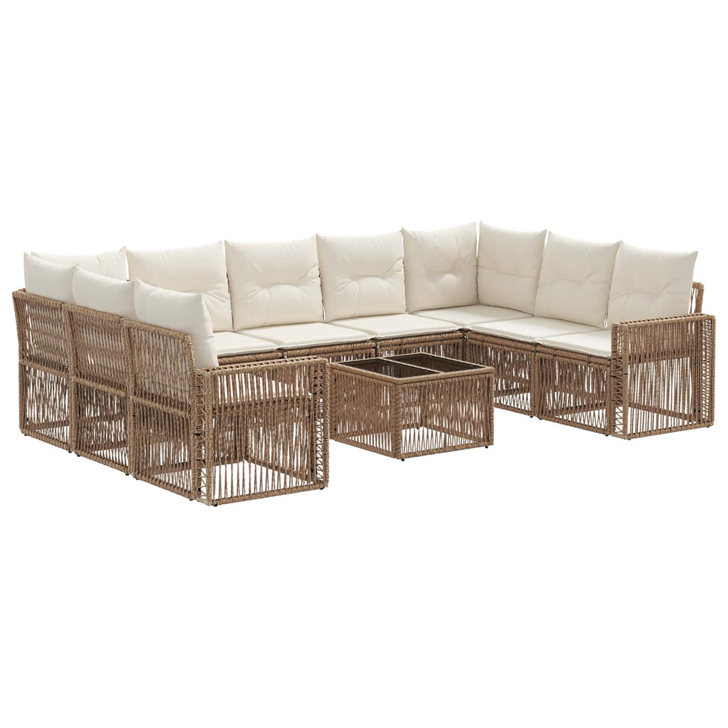 Conjunto de sofás de jardín 10 pcs Beige y blanco crema