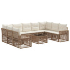 Conjunto de sofás de jardín 10 pcs Beige y blanco crema
