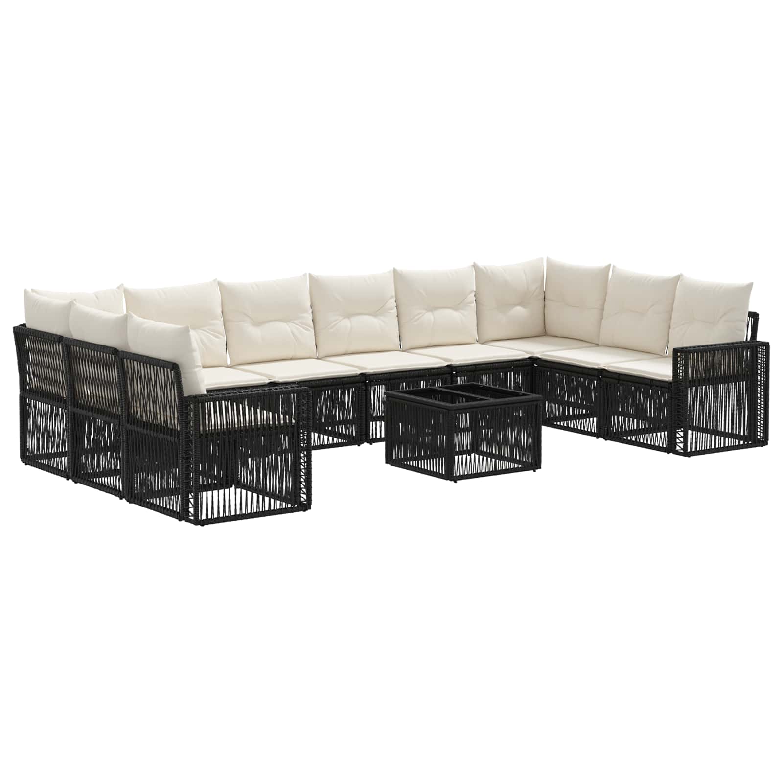 Conjunto de sofás de jardín 11 pcs Beige y blanco crema