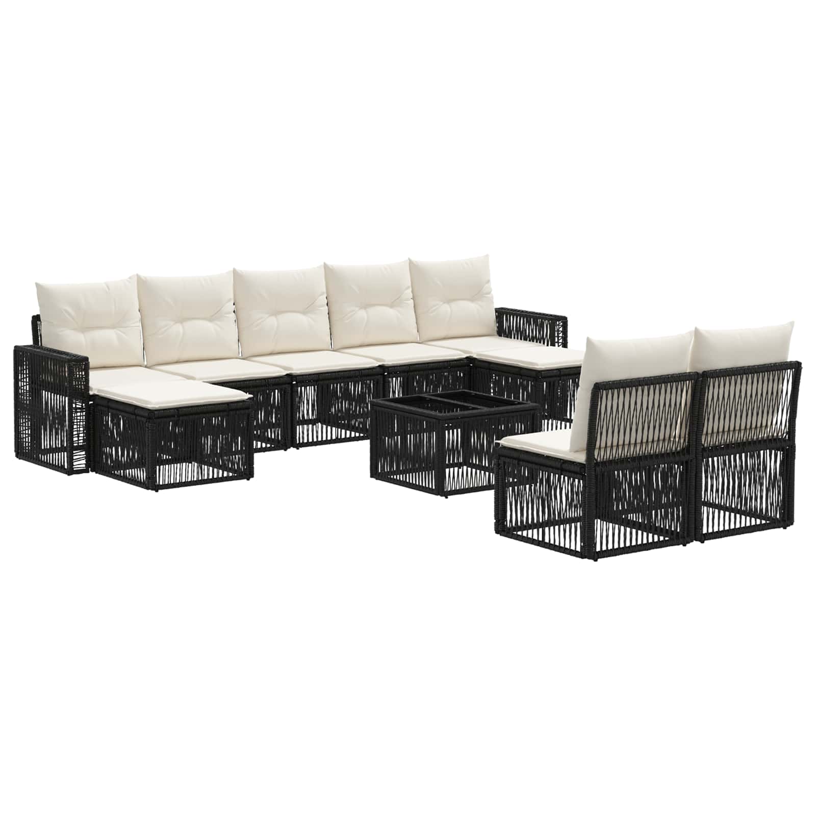 Conjunto de sofás de jardín 10 pcs Beige y blanco crema
