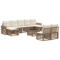 Conjunto de sofás de jardín 10 pcs Beige y blanco crema