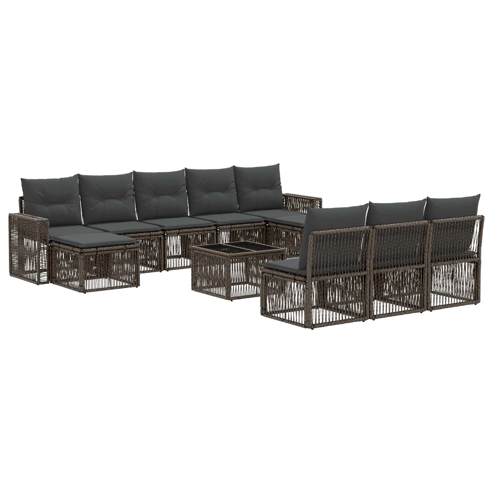 Conjunto de sofás de jardín 11 pcs Beige y blanco crema