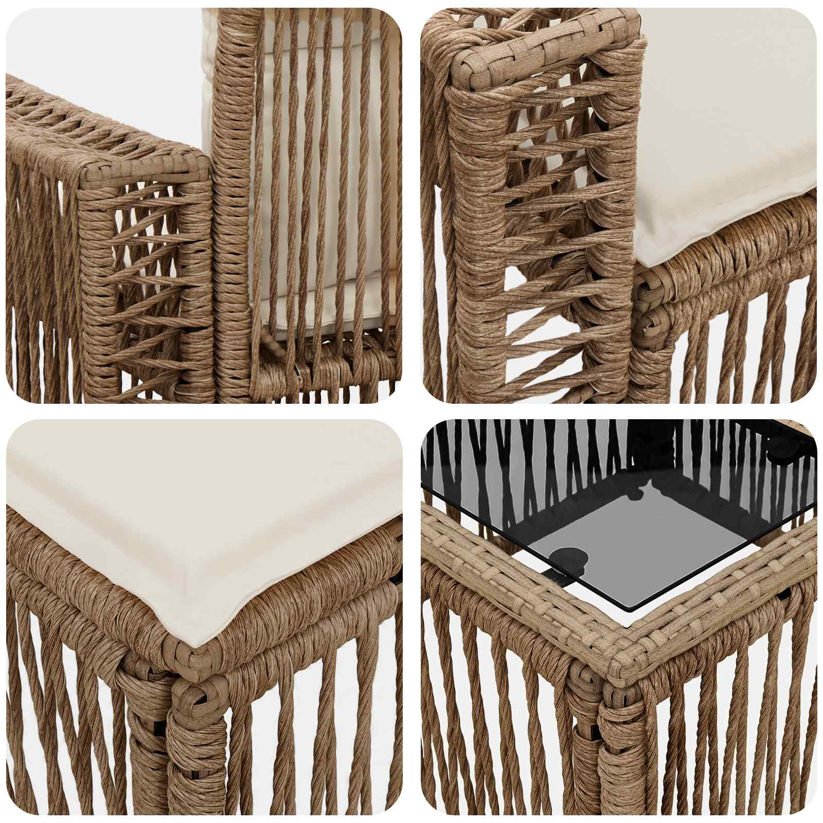 Conjunto de sofás de jardín 11 pcs Beige y blanco crema