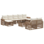 Conjunto de sofás de jardín 10 pcs Beige y blanco crema