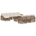 Conjunto de sofás de jardín 11 pcs Beige y blanco crema