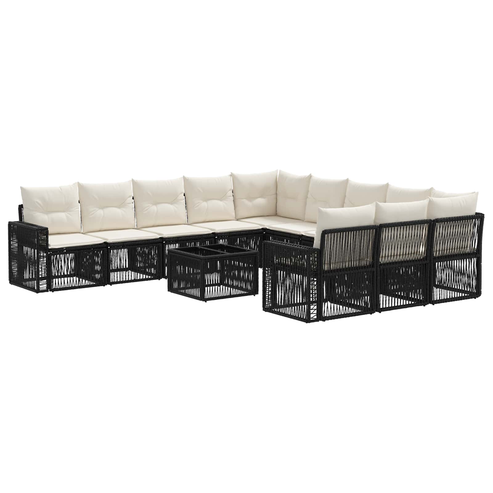 Conjunto de sofás de jardín 12 pcs Beige y blanco crema