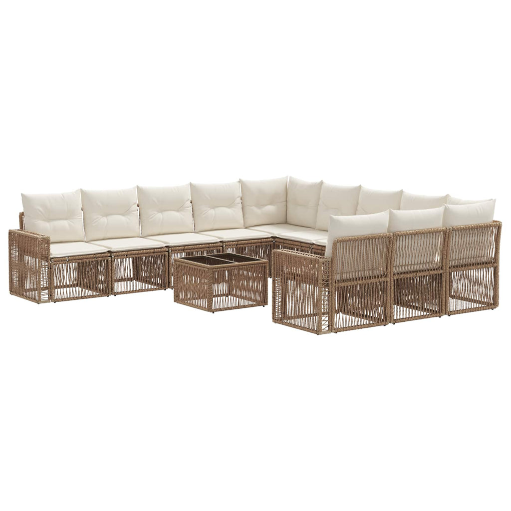 Conjunto de sofás de jardín 12 pcs Beige y blanco crema