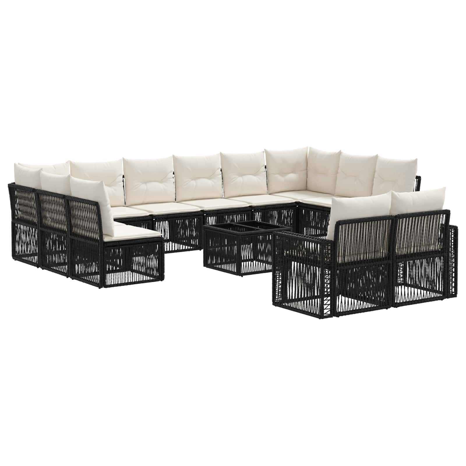Conjunto de sofás de jardín 13 pcs Beige y blanco crema