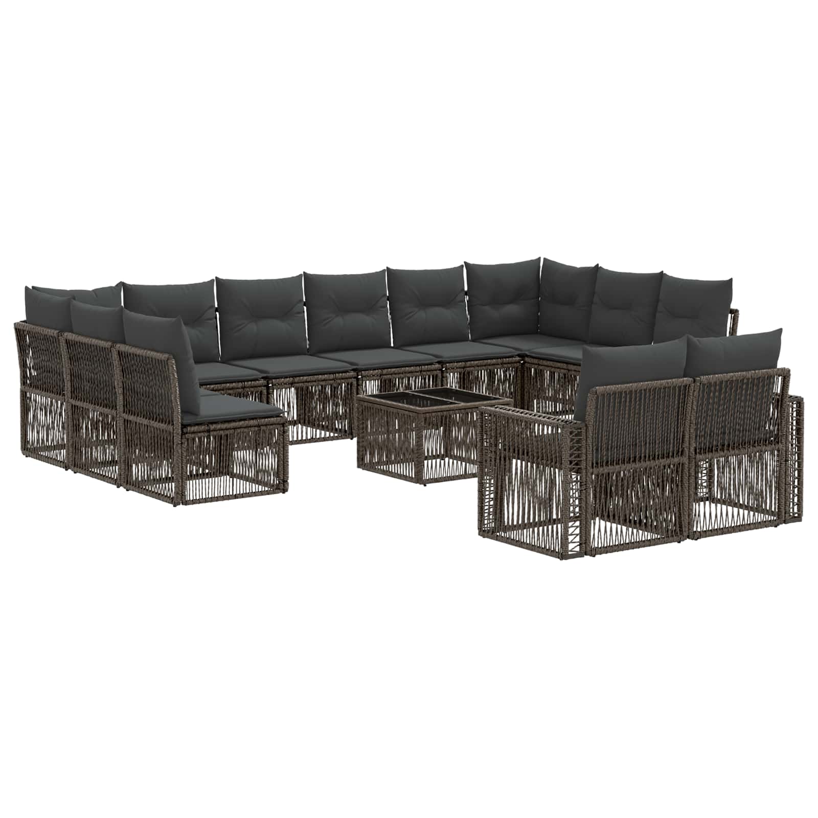 Conjunto de sofás de jardín 13 pcs Beige y blanco crema