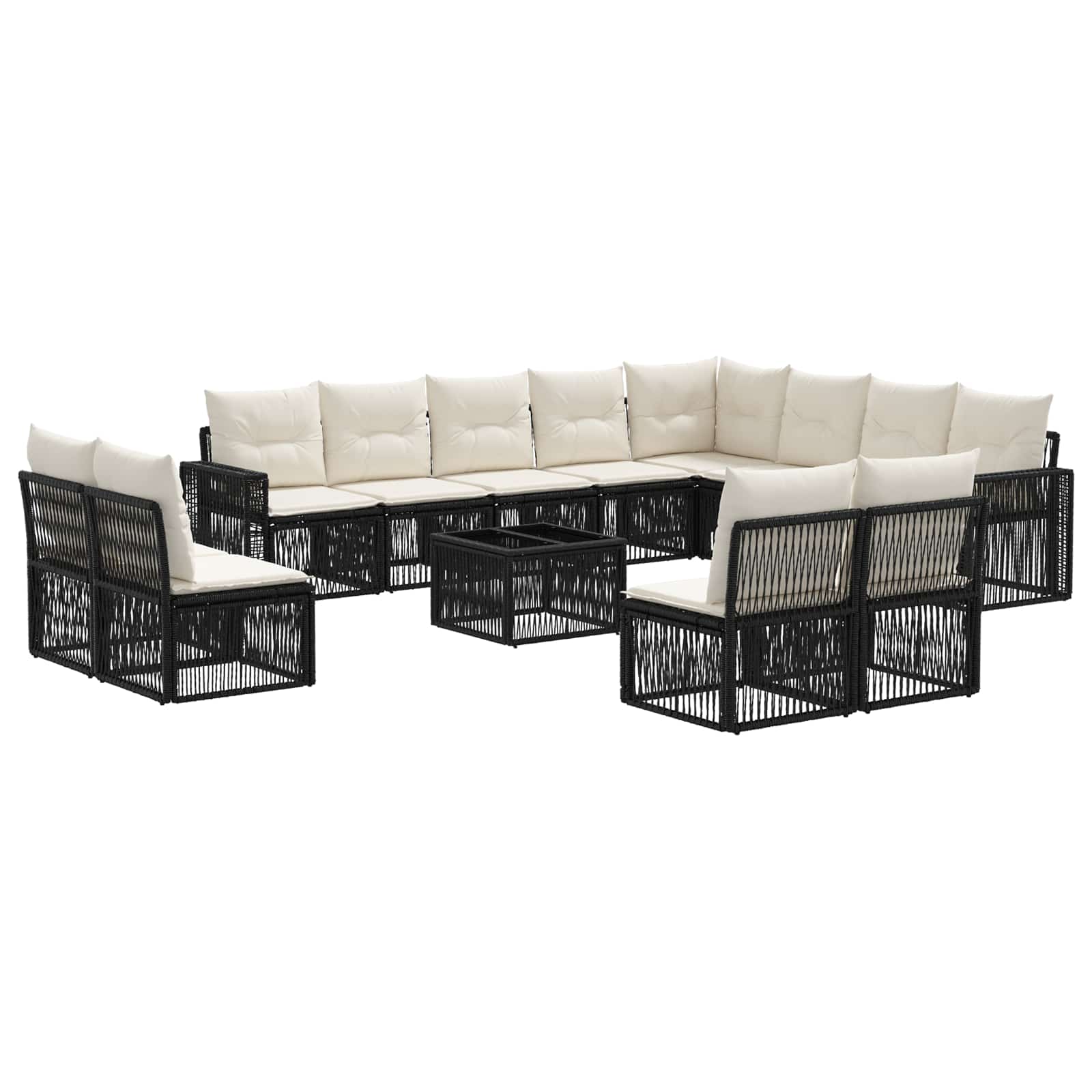 Conjunto de sofás de jardim 13 pçs Bege e branco creme