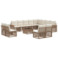 Conjunto de sofás de jardín 13 pcs Beige y blanco crema