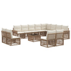 Conjunto de sofás de jardín 13 pcs Beige y blanco crema