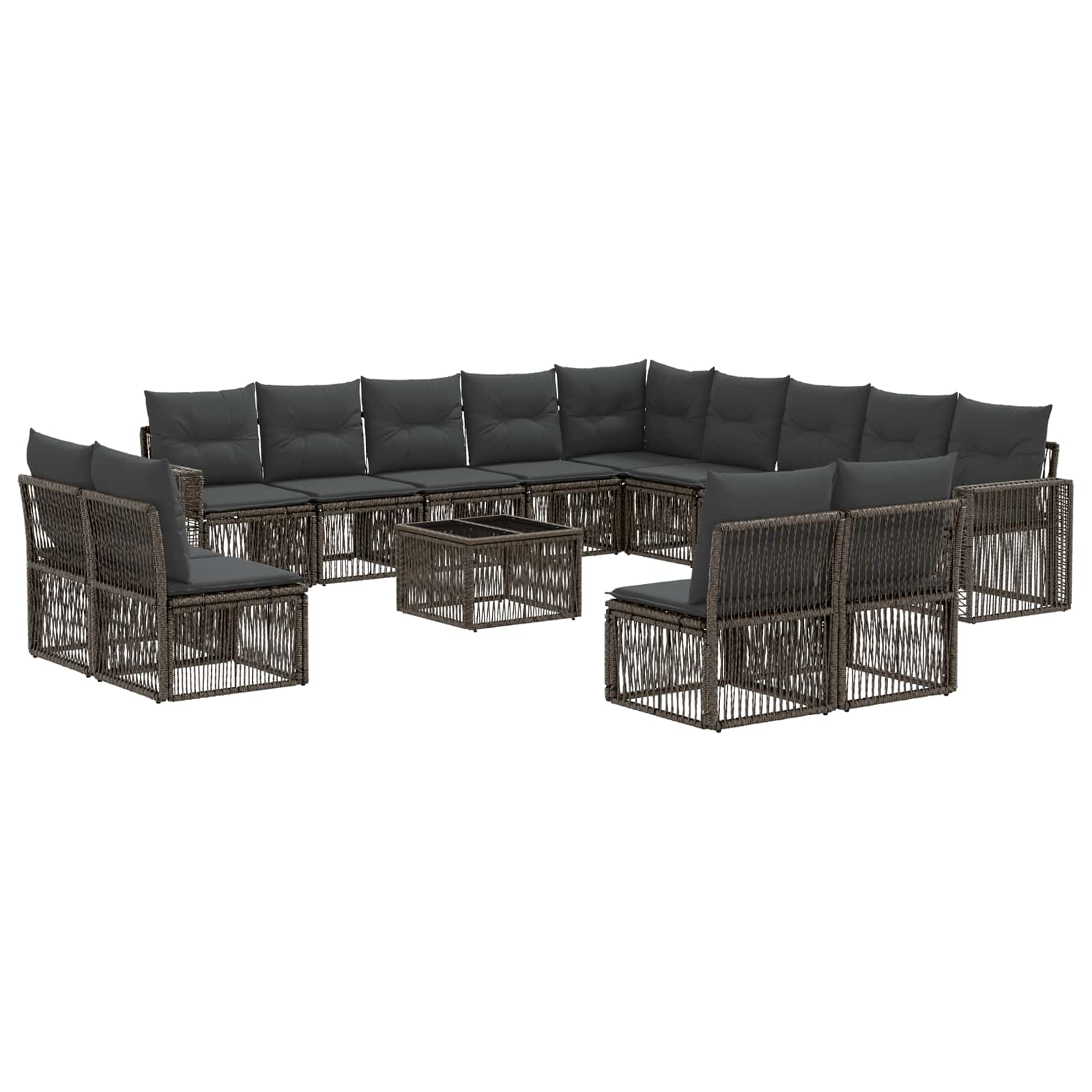 Conjunto de sofás de jardín 14 pcs Beige y blanco crema