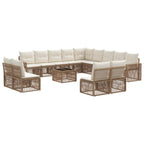 Conjunto de sofás de jardín 14 pcs Beige y blanco crema