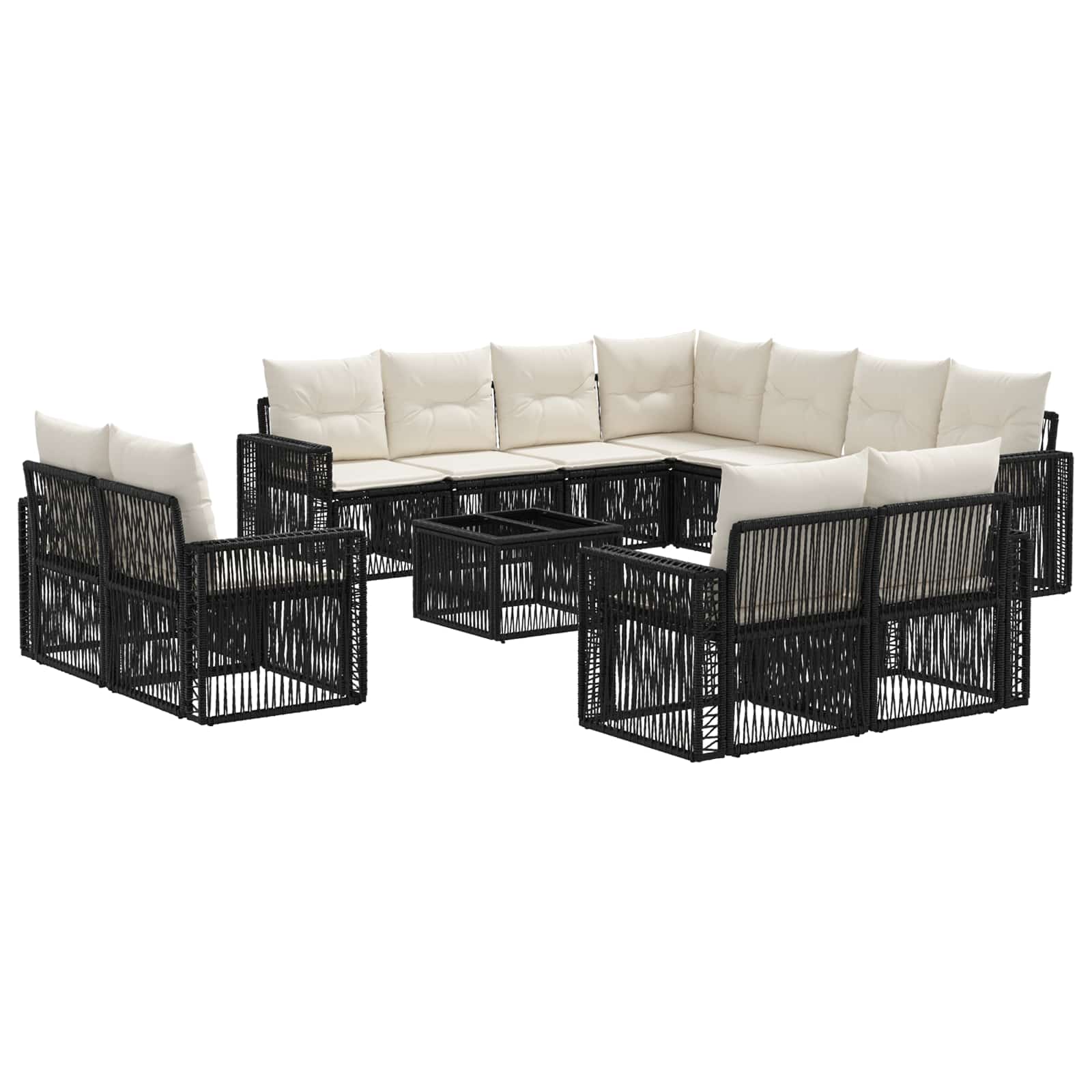 Conjunto de sofás de jardín 12 pcs Beige y blanco crema