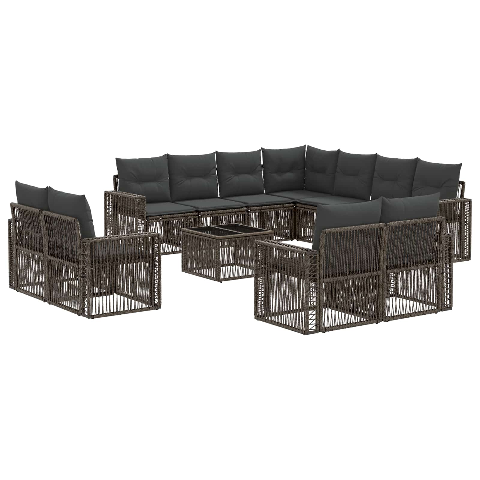 Conjunto de sofás de jardín 12 pcs Beige y blanco crema